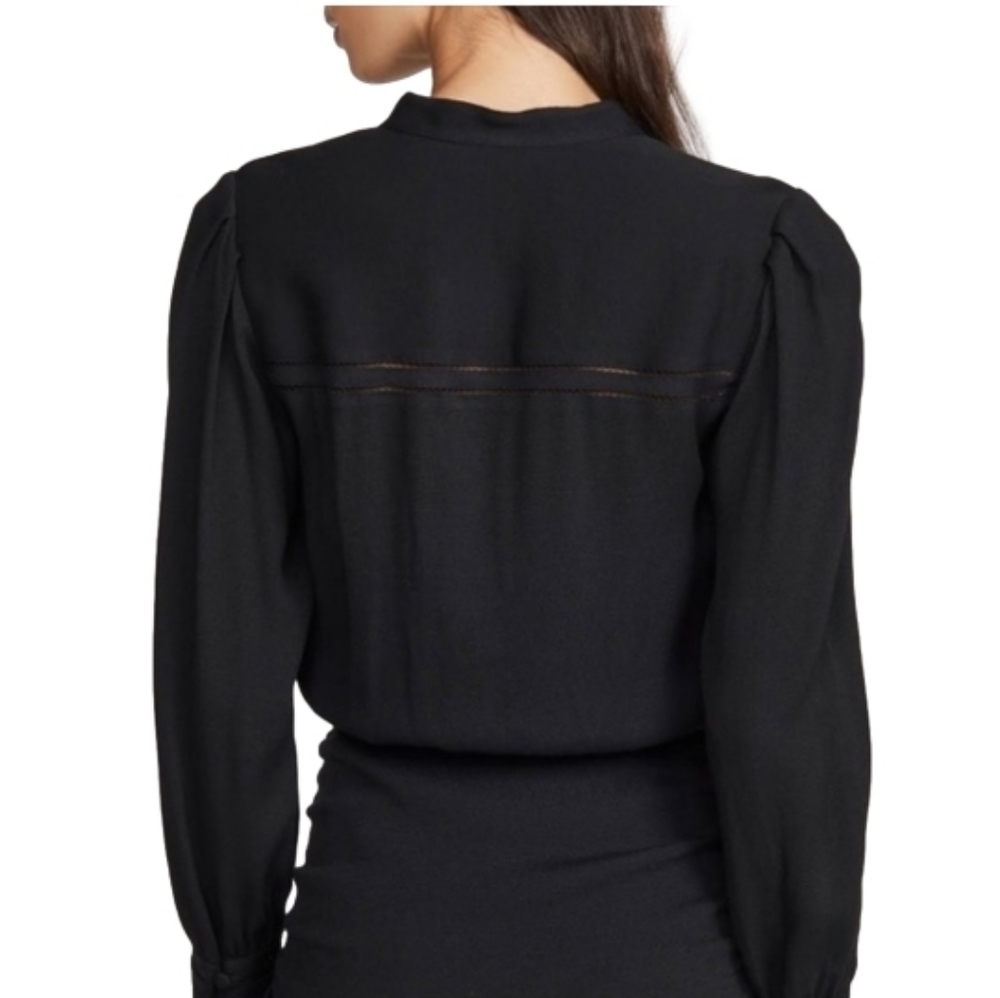 Veronica Beard Jasper Button-front Short Dress Lattice Border In Black Sz 2 (XS) - Picture 6 of 16